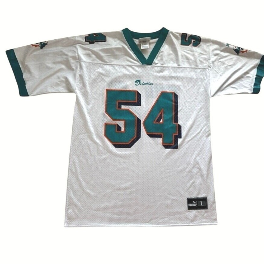 Puma Miami Dolphins Zach Thomas 54 Jersey Mens Large White NFL Vintage Mesh